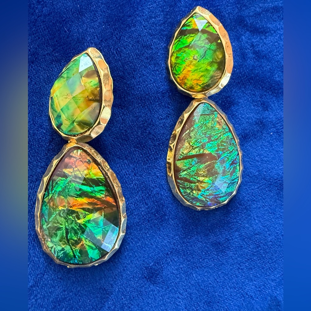 Kate Spade Earrings Gold and Green Iridescent Teardrop Earrings